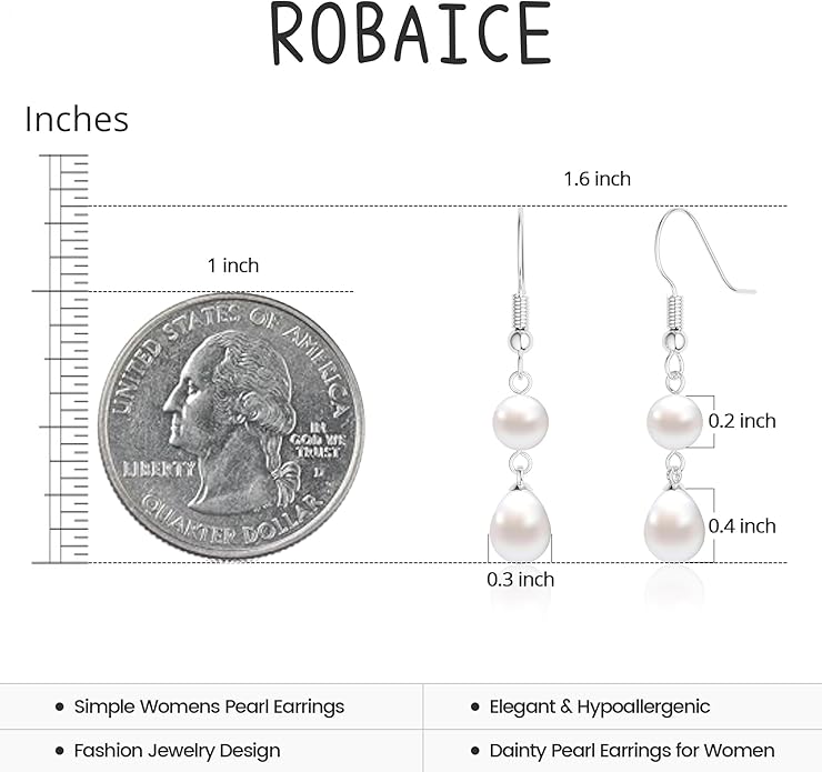 14K Gold Plated Pearl Dangle Earrings for Women, Small Pearl Drop Huggie Hoop Earrings, Hypoallergenic Dainty Gold Wedding Earrings Jewelry Gifts for Women Trendy