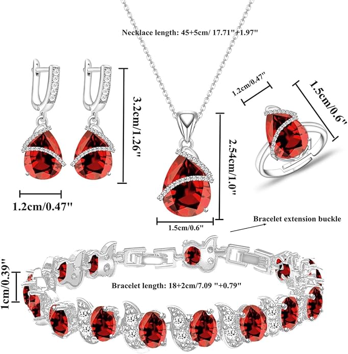 ZCGJWE Wedding Jewelry Set for Women Gem Necklace Earrings Bracelet Luxury Jewelry Set Birthday Valentine's Day Mother's Day Christmas Prom Jewelry Gift