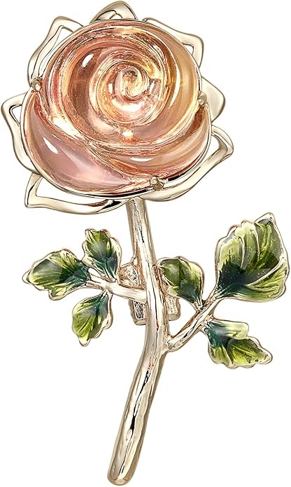 Handmade Embroidery Flower Brooch Pins for Women, SHE'S FREE STYLE JUST FOR YOU Luxury Gradient Stitching Floral Brooch Pins with Crystal stamen, Enamel Metal Butterfly with Green Leaves, Hand Dripping Oil Jewelry pins