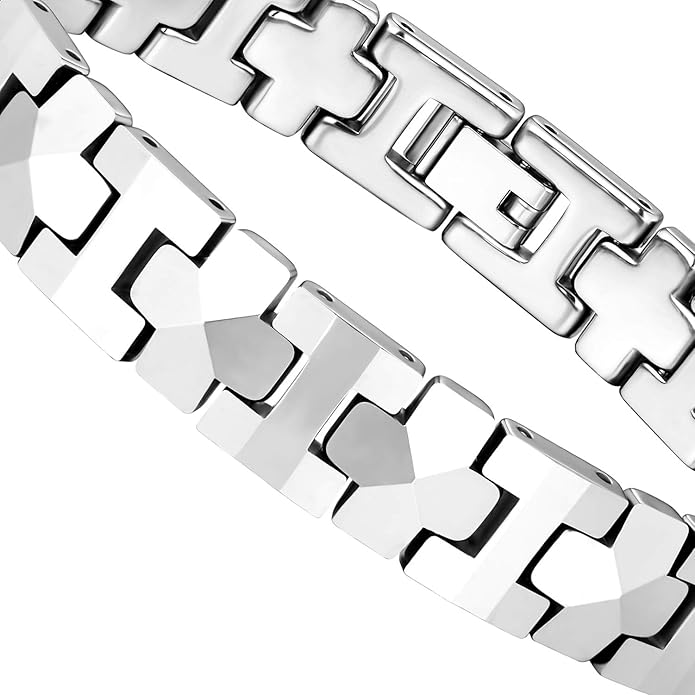 Urban Jewelry Men’s Tungsten Carbide Link Bracelet Collection – 8.3–8.5" Length, 10 mm Heavy Chain, Cross, Track, Box & Wheat Styles, Scratch & Tarnish Resistant, Secure Snap‑Lock, Gift Box