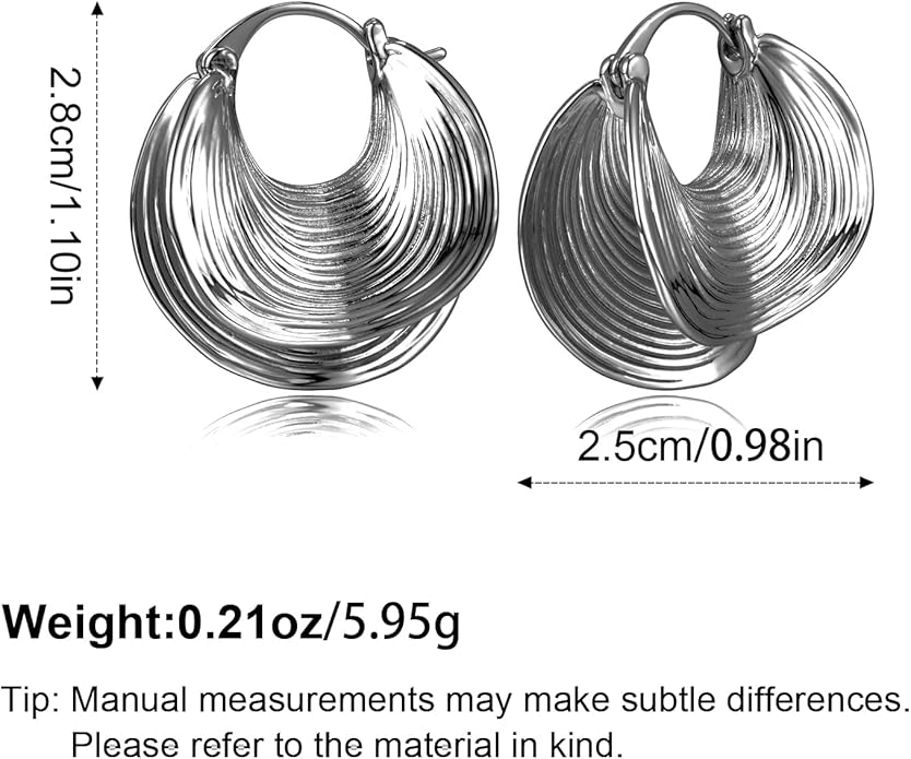 YUJIE Gold Plated Hoop Earrings for Women Brass Earring Chunky Statement Jewelry