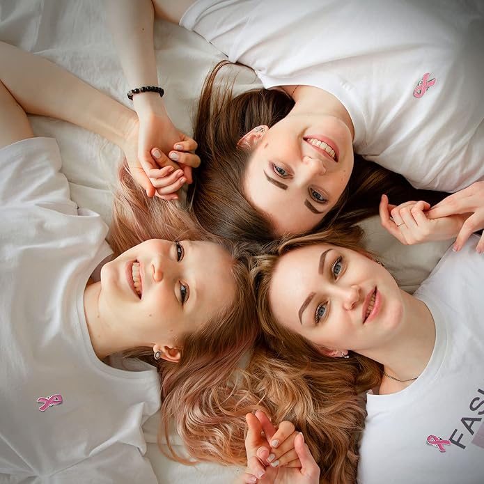 sticro 40 Pieces Pink Ribbon Pin Set Breast Cancer Awareness Enamel Lapel Pins with Glitter Filled, 4 Colors 10 Pcs Each