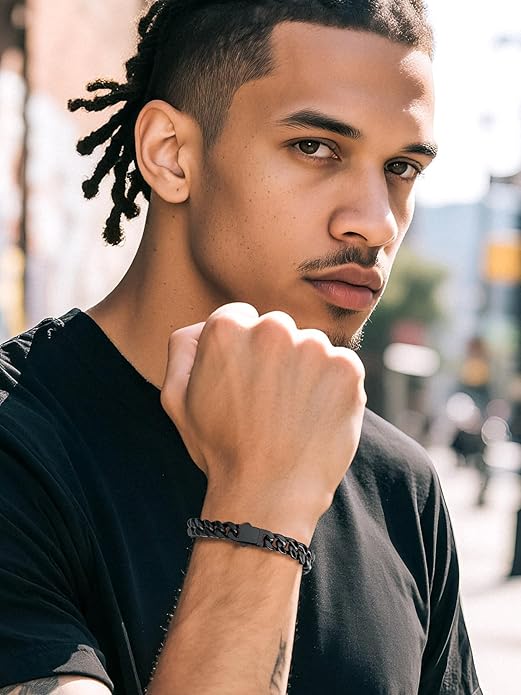 Richsteel 5/7/9/12mm Wide Miami Cuban Link Chain Bracelet for Men Women,Stainless Steel/Gold/Black Plated,7.4/8.2/9 Inch Length,Hip Hop Urban Street-wear Jewelry(Gift Wrapped)