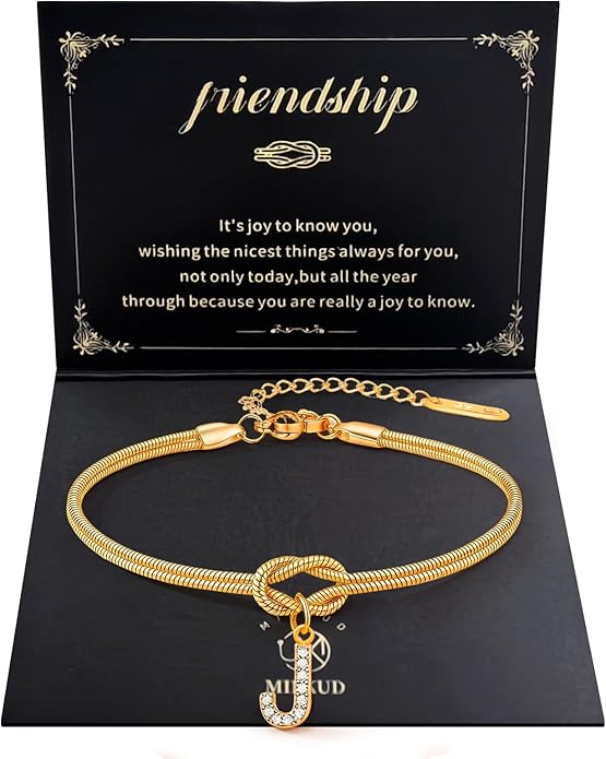 Friendship Bracelet for Women Gold Initial Bracelets 14K Gold Plated Knot Letter A-Z Initial Bracelet for Women Dainty Forever Layered Chain Bracelets Jewelry Birthday Gift for Best Friend