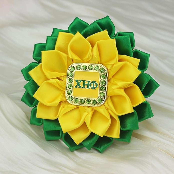 Greek Chi Eta Flower Corsage for Women Sorority Chi Brooch Pin 1932 Sorority Gift Crystal Paraphernalia Jewelry for Soror Sisterhood Gift