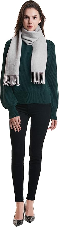 EURKEA 100% Cashmere 2025 Winter Scarf for Women Fringed Edges Warm & Soft Lightweight Solid/Plaid/Two-Tone Free Size
