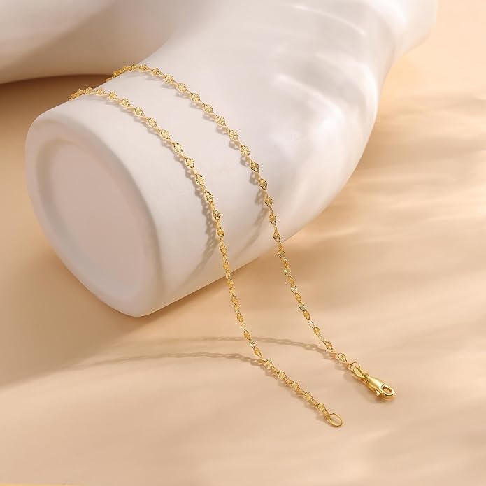 925 Sterling Silver Chain Necklace Link Chain Necklace for Women Simple Dainty 16K Gold Plated Necklace for Women Minimalist Waterproof Silver Necklace Trendy Jewelry Gifts