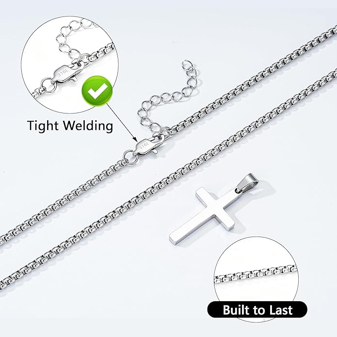 Valentines Day Matching Couple Stuff Cross Necklaces Idea Gifts for Men Women, Anniversary Birthday Engagement Gifts for Couple Boyfriend Girlfriend Husband Wife Love You Forever Cross Necklaces