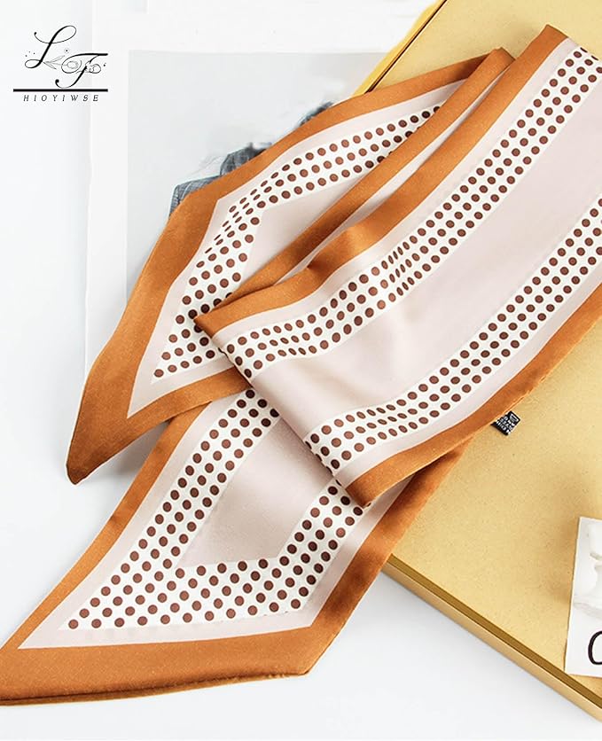 Hioyiwse Head Scarf Hair Neck Scarves For Women Purse Bag Scarfs For Handbags Silky Long Thin Satin Headscarf Fashion