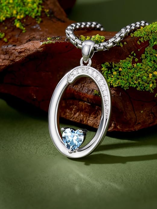 Christmas Gifts for Women Alphabet A to Z Initial Birthstone Pendant Necklaces for Women - 18k White Gold Plated Personalized Name Jewelry Valentine Mothers Day Birthday Gifts for Women Her Girlfriend
