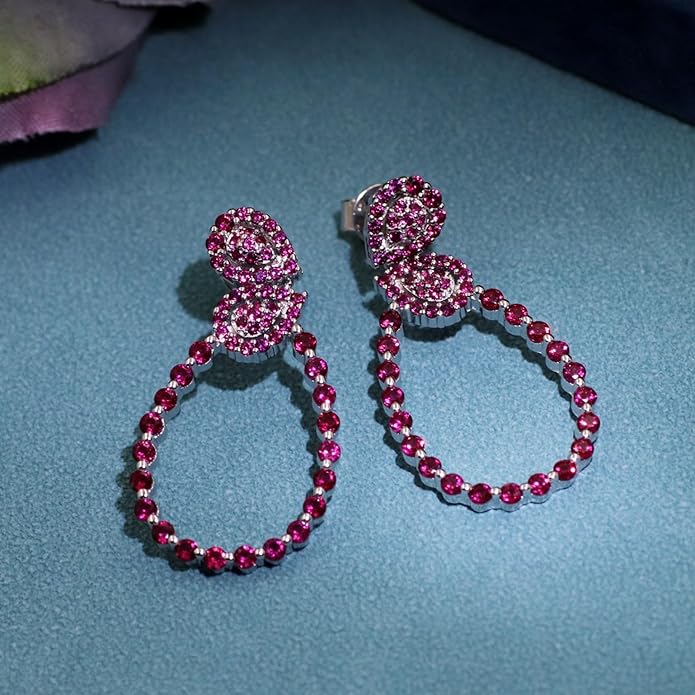 Moissanite Hoop Earrings for Women, S925 Sterling Silver, 18K White Gold Plated, D Color VVS1