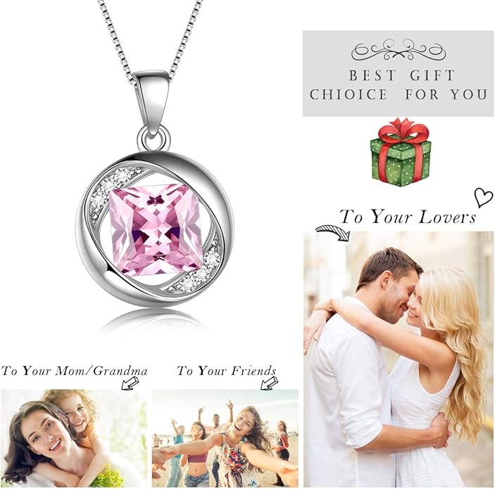Aurora Tears 925 Sterling Silver 12 Birthstones Necklace/Earring/Ring/Bracelet Women Birthstone Pendant Crystal Fashion Birthday Jewelry Christmas Gift for Girls Women