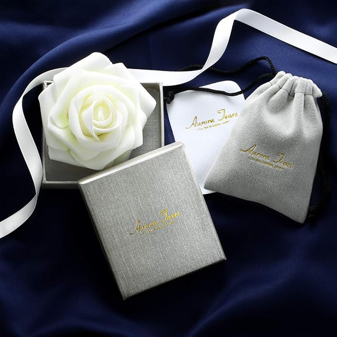 Aurora Tears Birthstone Necklace/Earring 925 Sterling Silver Women Cross/3D Cube/Cresent Moon Birth Stone Jewelry Mens Birthday Gift Anniversary Present