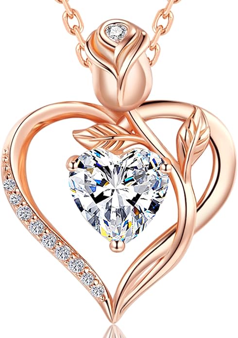 1.2CT Rose Heart Moissanite Necklace for Women Jewelry D Color VVS1 S925 Sterling Silver 18K Rose Gold Plated For Wife Girlfriend Mom Daughter for Wedding Anniversary Christmas Birthday Gift for Women Conveys I Love You Message