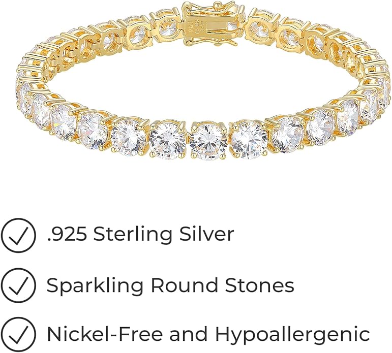 Amazon Essentials Plated Sterling Silver Round Cut Cubic Zirconia Tennis Bracelet