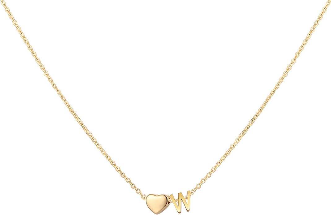 Initial Heart Necklace 18K Gold Plated Stainless Steel Tiny Heart Letter Necklace Personalized Monogram Name Necklace for Women