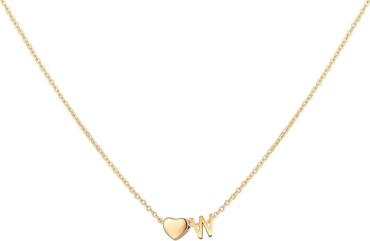 Initial Heart Necklace 18K Gold Plated Stainless Steel Tiny Heart Letter Necklace Personalized Monogram Name Necklace for Women