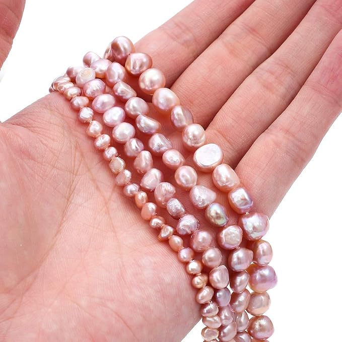 BEADIA Natural Pearl Beads Side Hole 7-8mm Purple Freshwater Cultured Loose Gemstone Beads for DIY Jewelry Making 13.8''/Strand
