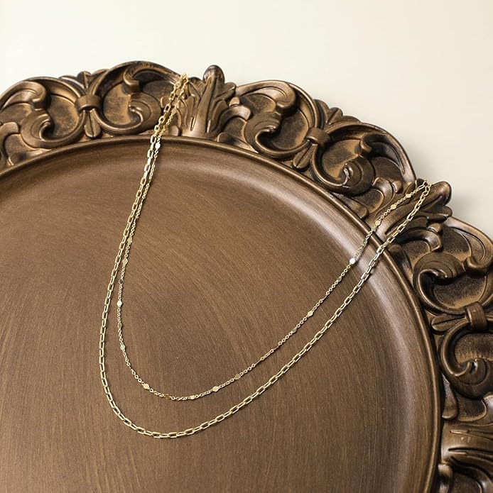 14K Gold Plated Layering Necklaces For Women Gold Necklace Set, Cuban Link, Snake Chain, Paperclip Layered Chains, Twisted Rope and Twisted Chain, Trendy Layering Necklace