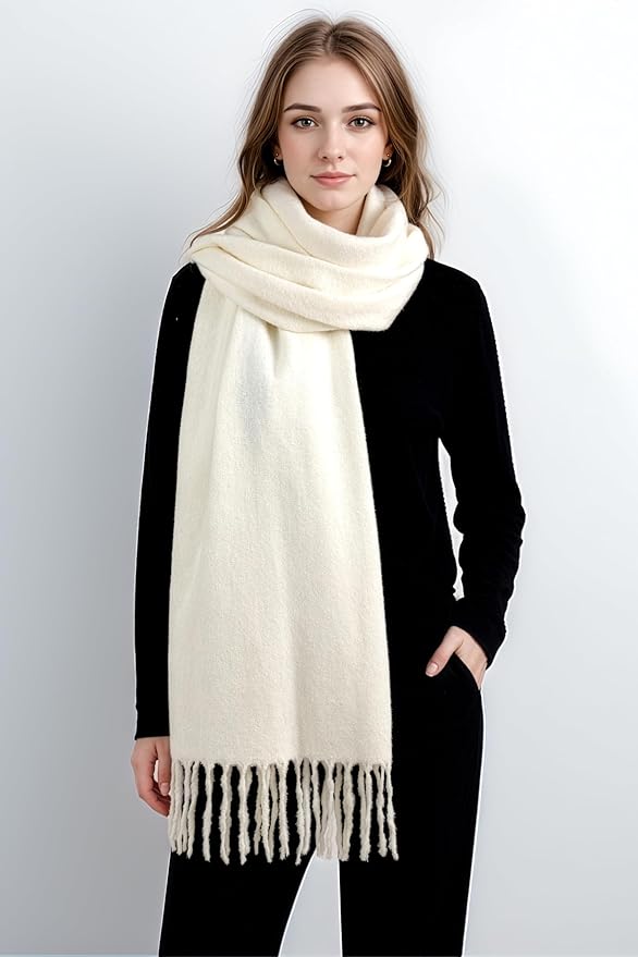 Achillea Warm Cashmere-Feel Winter Scarf – Thick Pashmina Shawl Wrap for Cold Weather