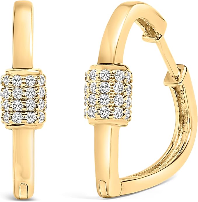 10K White or Yellow Gold 3/8 Cttw Lab Grown Diamond Heart Shaped Huggie Hoop Earrings