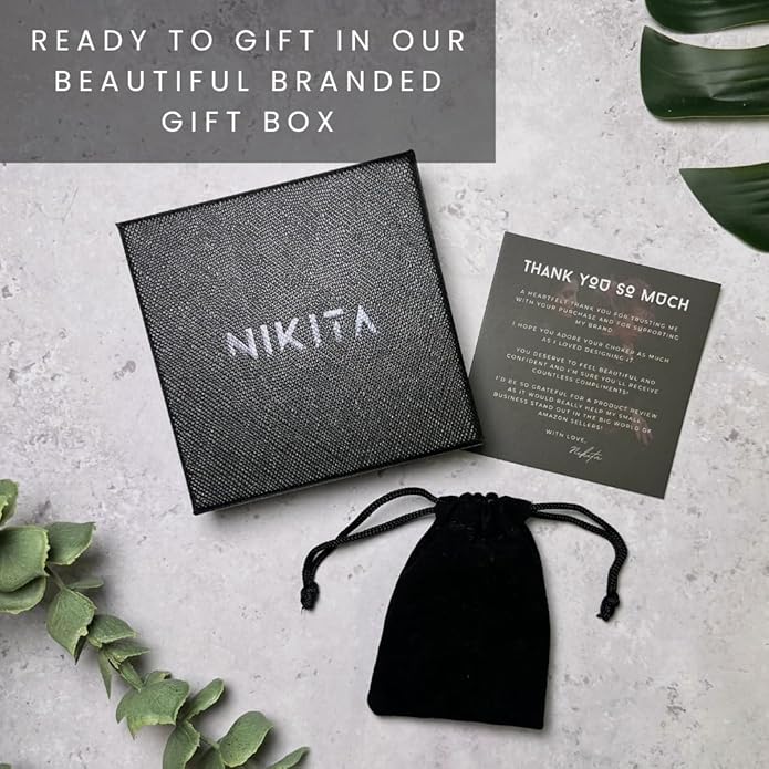 Nikita By Niki 18K Leaf Choker Necklace – Elegant Bridal Choker for Weddings, Formal Choker Necklace for Women, Dainty Wedding Jewelry Gift