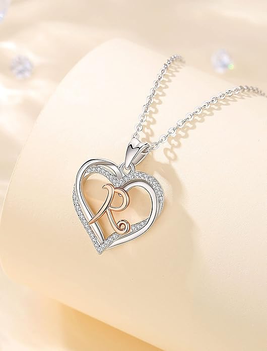 INFUSEU Unique Initial Necklaces for Women Girls Small Heart Letter Jewelry, Meaningful Personalized Gifts