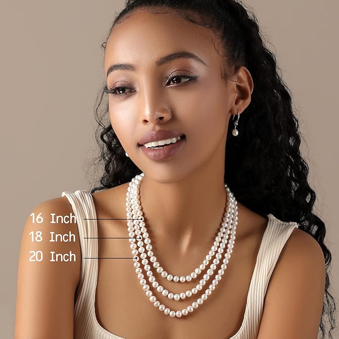 Freshwater Cultured Pearl Necklace, Real Pearl Necklace with Silver Chain and Clasp, Jewelry for Brides Wedding Gifts for Women Her Wife Sister