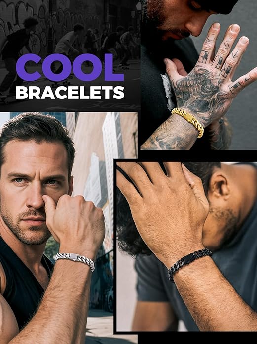 Richsteel 5/7/9/12mm Wide Miami Cuban Link Chain Bracelet for Men Women,Stainless Steel/Gold/Black Plated,7.4/8.2/9 Inch Length,Hip Hop Urban Street-wear Jewelry(Gift Wrapped)