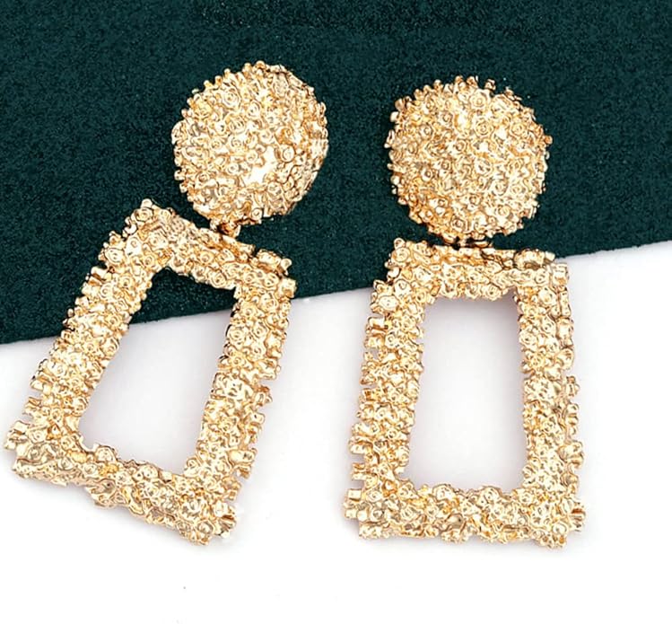 Ginkgo Leaf Flower Earrings, Gold Geometric Statement Earring, Big Fashion Design Boho Drop Dangle Earrings