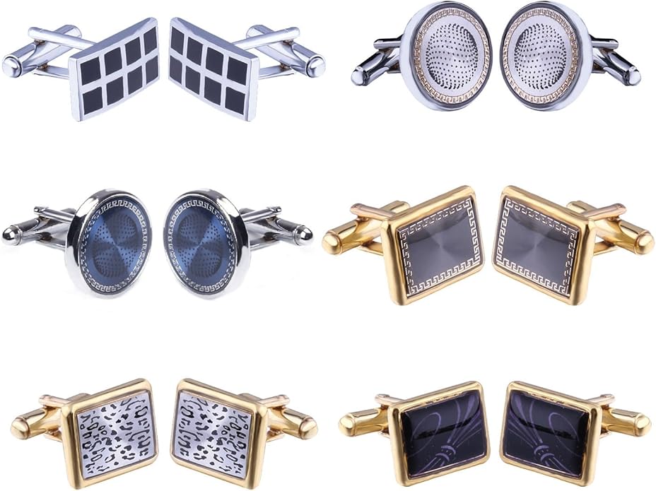 BodyJ4You 12 Pairs Cufflinks for Men Set - Father's Day Gifts for Men - Cuff Links Black Suit Tuxedo Shirt Wedding Business Groom Formal - Elegant Box Jewelry Set