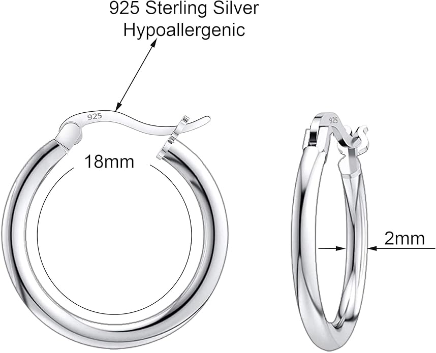 Savlano 925 Sterling silver Round Hoop Earrings for Women & Men Comes in 10MM-25MM