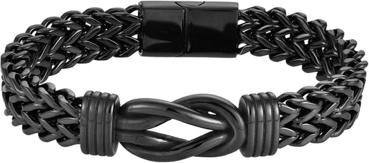 STARCHENIE Infinity Knot Bracelet for Men 316L Stainless Steel Double Layered Braided Franco Chain Bracelet