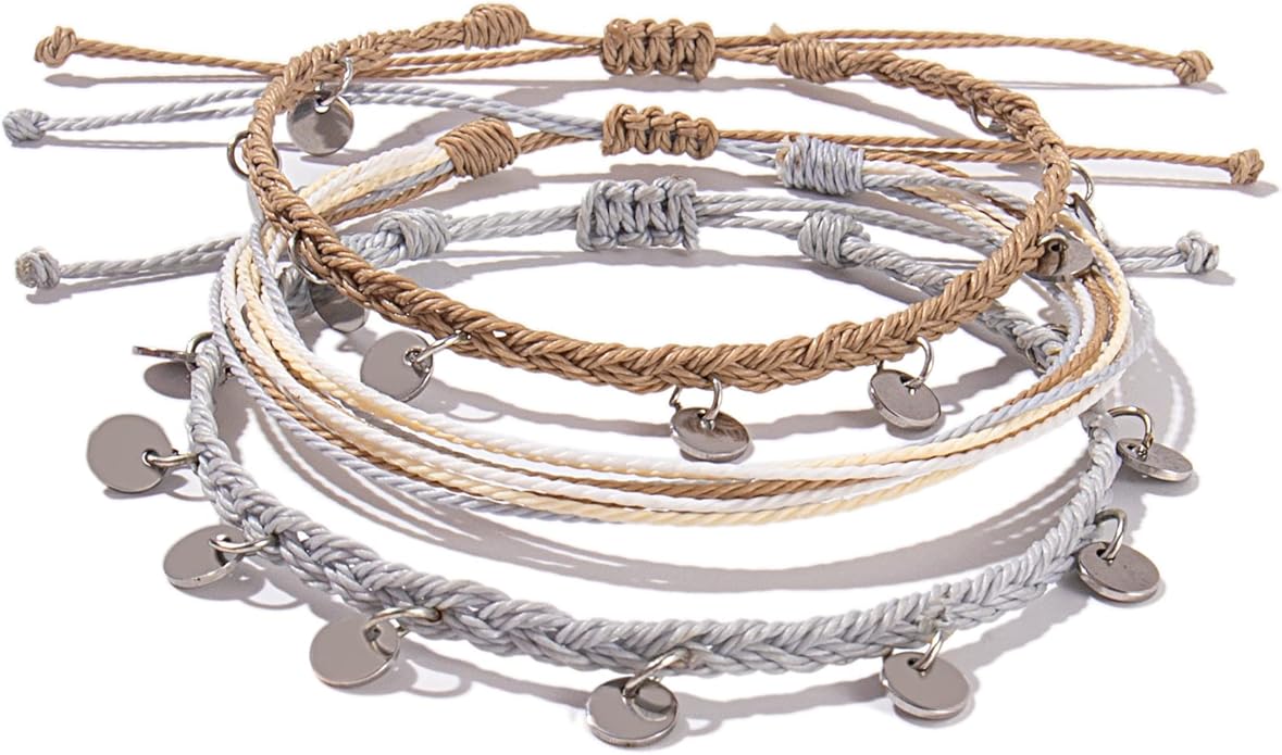 FANCY SHINY String Ankle Bracelets Waterproof Rope Anklets Braided Beach Boho Coin Anklets Cute Friendship Foot Jewelry for Women