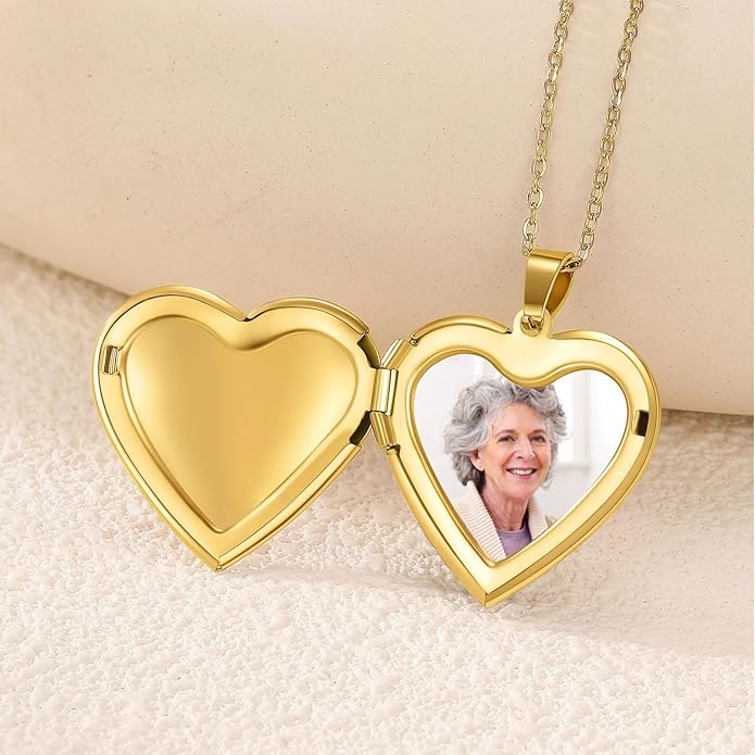 PHOCKSIN Personalized Locket Necklace for Women Photo Necklace with Customized Picture Birth Flower Birthstone New Years Gifts for Women