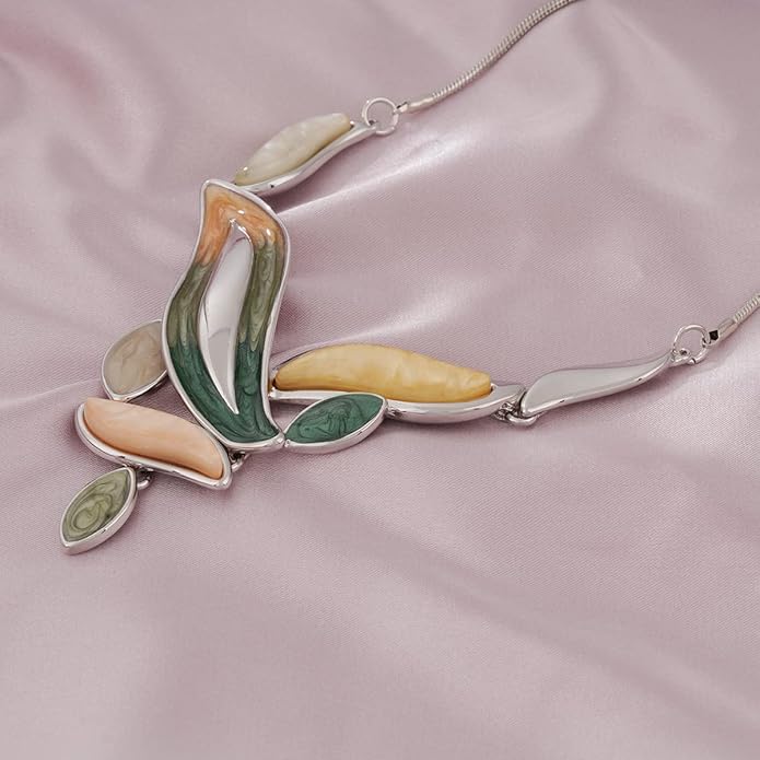 Vintage Chunky Statement Jewelry Set Retro Leaf Floral Geometric Bohemian Boho Bib Necklace Earring Set Fashion Costume Jewelry for Women Girls Wedding Party Prom Unique Gift