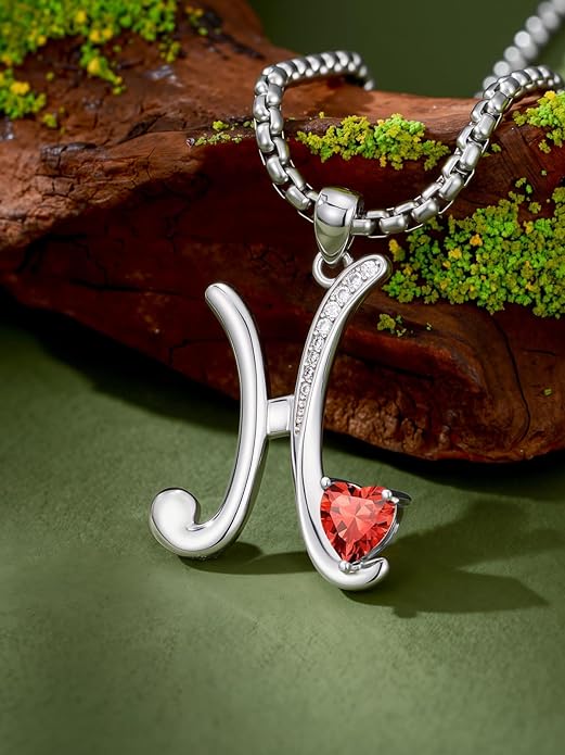 Christmas Gifts for Women Alphabet A to Z Initial Birthstone Pendant Necklaces for Women - 18k White Gold Plated Personalized Name Jewelry Valentine Mothers Day Birthday Gifts for Women Her Girlfriend