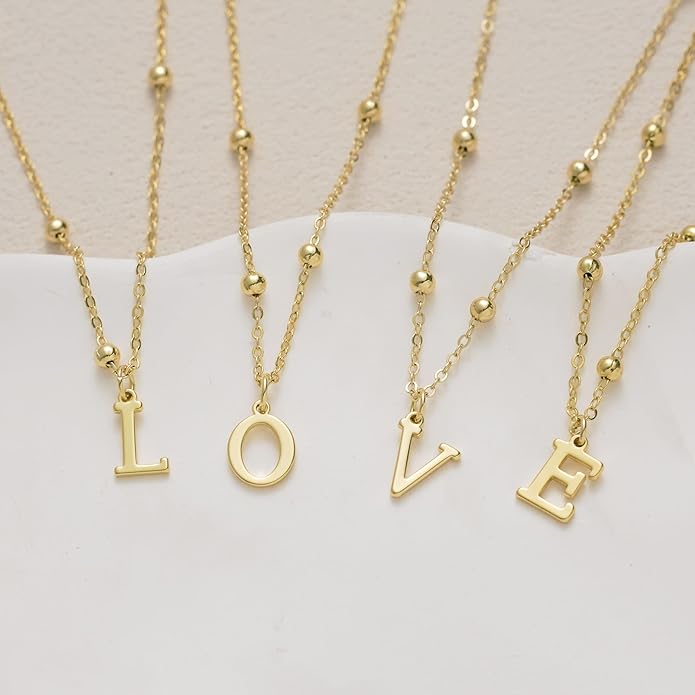 Initial Necklaces for Women Dainty Gold Letter Pendant Necklace 14k Gold Plated A-Z Name Necklaces Cute Charm Choker Necklace Fashion Accessories Non Tarnish Trendy Jewelry Gift