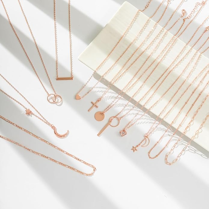 Starain 12Pcs Layered Choker Necklace Fashion Multilayer Chain Necklace Simple Gold Necklace Set for Women