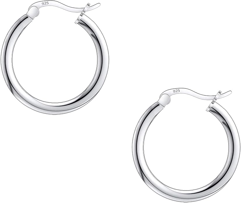 Savlano 925 Sterling silver Round Hoop Earrings for Women & Men Comes in 10MM-25MM
