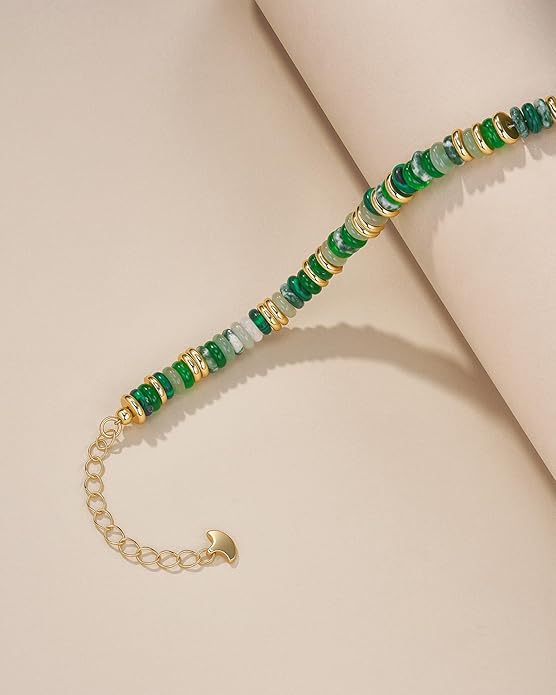 Colorful 18K Gold Plated Bracelets for Women, Stack Bangle Beaded Stone Jewelry Accessories Set for Woman, Trendy Fashion Jewelry Gifts