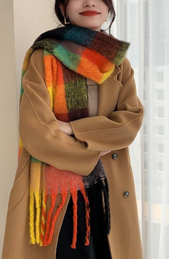 Wander Agio Winter Women Warm Scarf Long Shawl Large Scarves Cold Weather Thick Blanket Scarfs Colorful Plaid