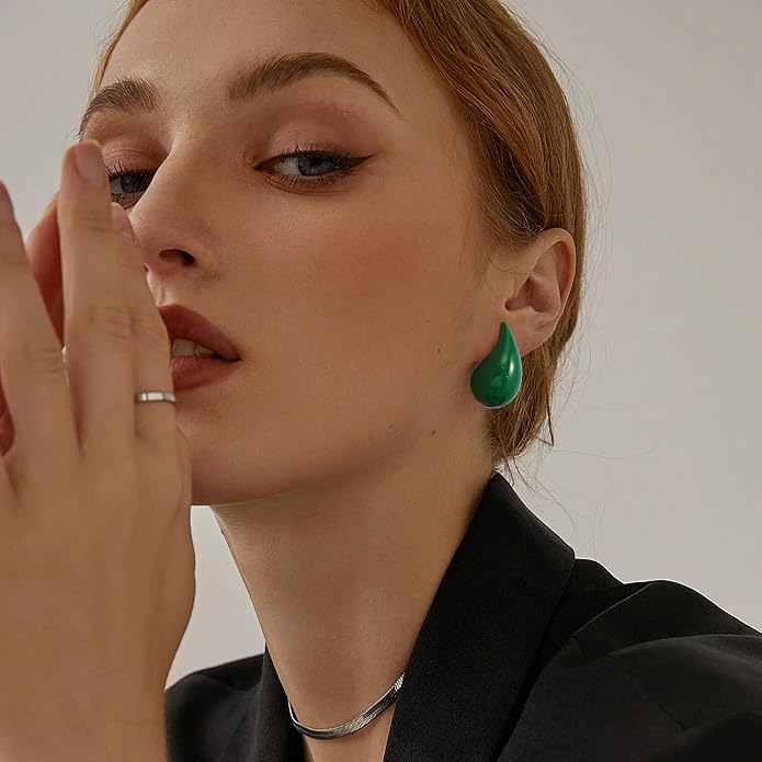 Gacimy Teardrop Earrings Dupes for Women 14K Gold Plated, Chunky Drop Earrings for Women with 925 Sterling Silver Post