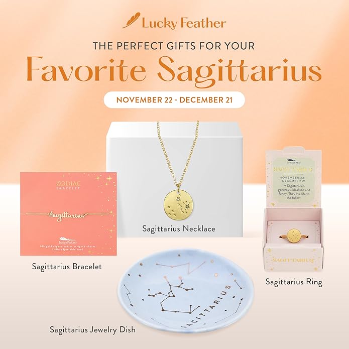Lucky Feather Zodiac necklaces for women | Scorpio 14K Gold-Plated Astrology Pendant for Girls | Horoscope Sign Zodiac gift | Great Christmas Stocking Stuffer | Trendy Birthday Jewelry Gift | 16” - 18”