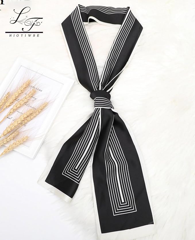 Hioyiwse Head Scarf Hair Neck Scarves For Women Purse Bag Scarfs For Handbags Silky Long Thin Satin Headscarf Fashion