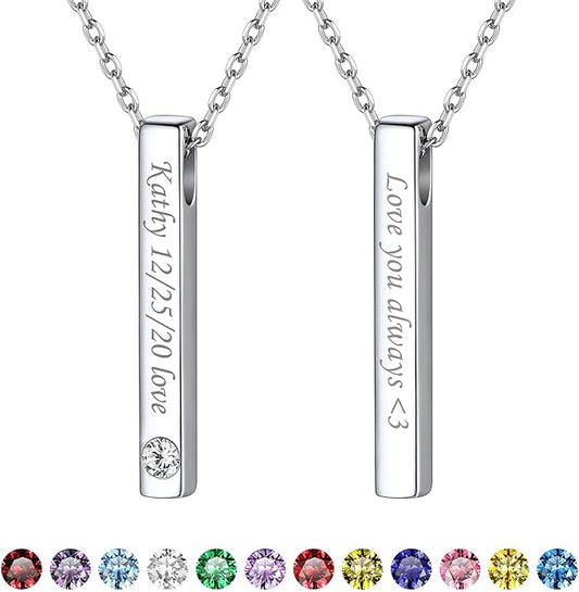ChicSilver Customizable Vertical Bar Pendant Necklace 925 Sterling Silver Y Necklace Simple Fashion Jewelry Gifts for Women