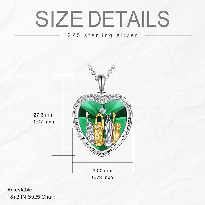 POPKIMI 925 Sterling Silver Sister Necklace - Birthday Gift for Sisters, Mom, Daughter - Always My Sister Forever My Friend Crystal Necklace for 2/3/4/5 Sisters