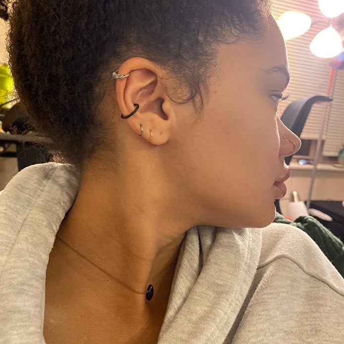 Silver Hoop Earrings- Cartilage Earring Small Hoop Earrings for Women Men,4 Pairs of Hypoallergenic 925 Sterling Silver Tragus Earrings