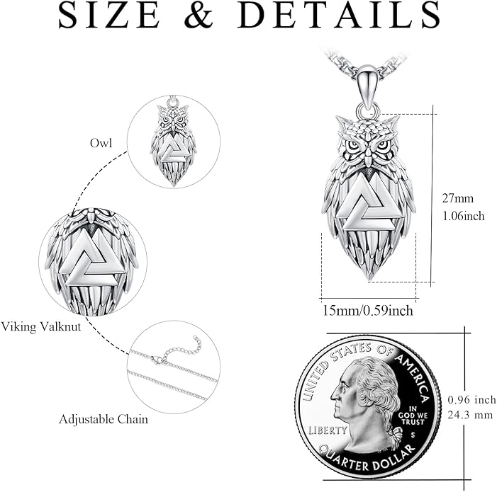 YueYuan Viking Necklace for Men 925 Sterling Silver Rune Amulet Pendant Nordic Necklace Viking Jewelry Gift for Father Husband Son