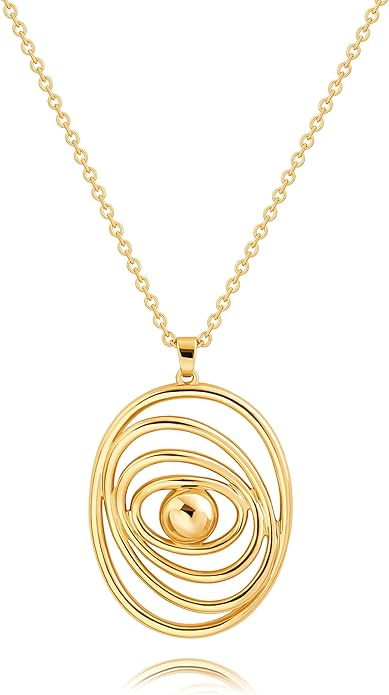 CANEVINKA 18K Gold Plated Pendant Long Chain Necklace Sweater Necklace Fashion Jewelry for Women